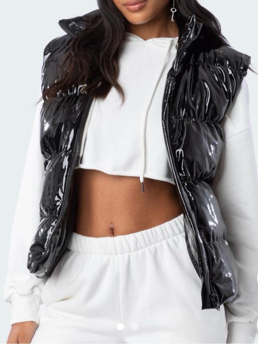 Edikted Black Glossy Puffer Vest size medium